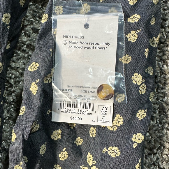 NWT women’s Sonoma 3/4 sleeve button front dress SZ Small - Picture 8 of 10